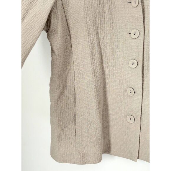 Eileen Fisher Blazer Jacket Size Medium pockets Neutral Minimalist Cotton N34 - Picture 4 of 15